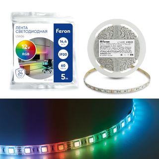 Светодиодная LED лента SMD 5050 60 led 14,4W/m 12V 5m RGB