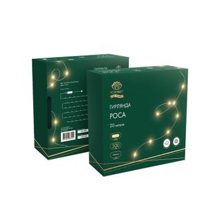 Гирлянда Роса с контроллером 30м, 300LED, IP20, 230В, зеленый провод, теплое белое свечение