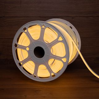 Гибкий неон 8х16мм односторонний 120 LED/м ТЕПЛЫЙ БЕЛЫЙ 24В бухта 50м (3 комплекта подключения)