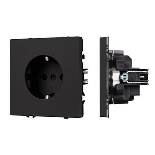 ARL NOBE Розетка зк со шторками софт-тач черный оникс SCT-MEU-SFPL-BK (250V, 16A) (Arlight, -)