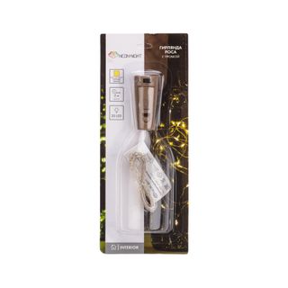 Гирлянда Роса с пробкой 2 м, 20 LED, теплое белое свечение, 3хLR44 в комплекте NEON-NIGHT