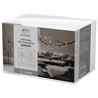 Гирлянда светодиодная Шишки 1,5 м, 10 LED, прозрачный ПВХ, цвет свечения теплый белый, 2 х АА (батар